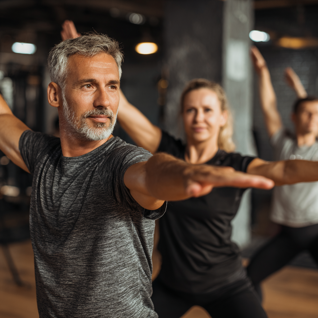 Romanian adults engaged in structured fitness training with focus on muscle development and proper form