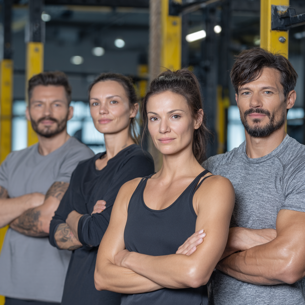 Romanian fitness enthusiasts learning proper exercise technique and muscle activation methods in a supportive environment